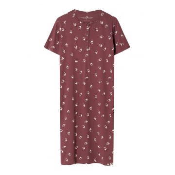 Camasa de noapte - dama - Print de Capsune - Maro bronz Evika - Grafic