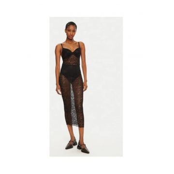 Camasa de noapte din amestec de bumbac cu model dantelat