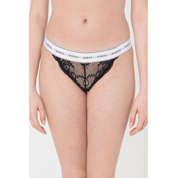 Chiloti brazilieni de dantela - Alb/Negru