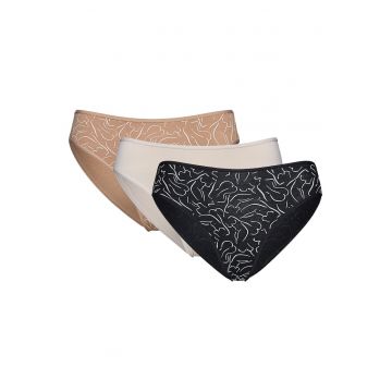 Chiloti dama set de 3 perechi MIA-MIA - Bej-negru -