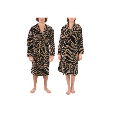 Halat de baie unisex  Zebra Cappuccio din bumbac - Bej