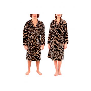 Halat de baie unisex  Zebra Cappuccio din bumbac - Negru