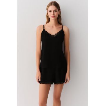 Pijama cu bretele inguste - Negru