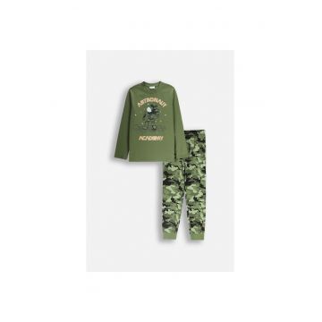 Pijama cu imprimeu tip camuflaj - Verde militar