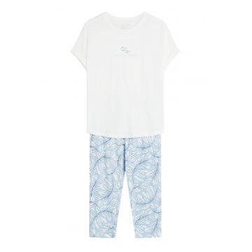 Pijama dama - Alb-albatru deschis - Estes - Floral
