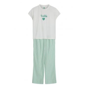 Pijama dama - Alb Crem-Verde - Darlan Hednerson - Uni