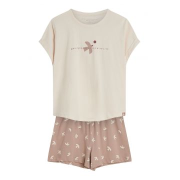 Pijama dama - Bej-Alb crem - Eluna wqfwq