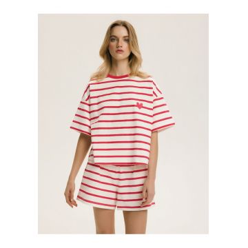 Pijama dama -  dungi - inimioare - rosu -