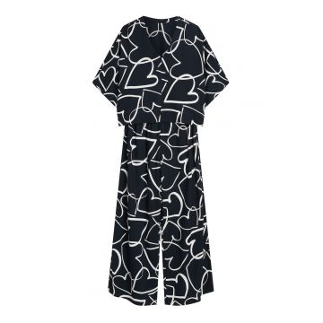 Pijama dama - Negru-alb - inimioare - oversize - Paris - Inimioare