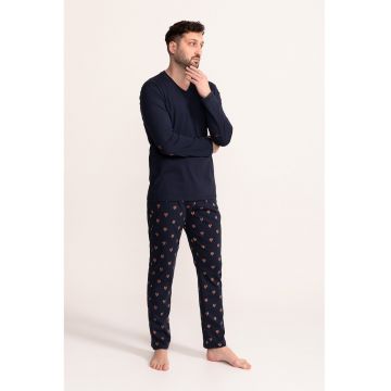 Pijama regular-fit cu design grafic Thori - Bleumarin