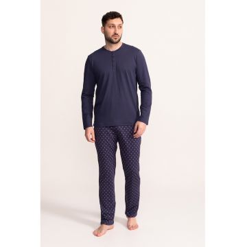 Pijama regular-fit din bumbac Claudiu - Bleumarin