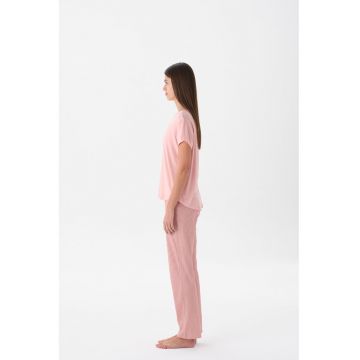 Pijama regular-fit din bumbac - Roz deschis/Roz somon