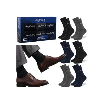 Set 6 Perechi Sosete Barbati Elegante -  Lungi - Bumbac - Multicolor