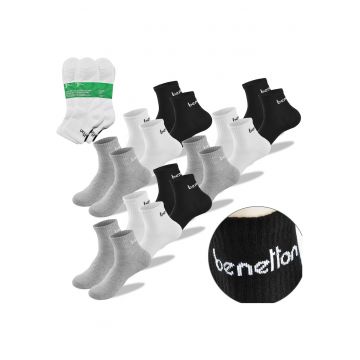 Set 9 Perechi Sosete Barbati -  Bumbac - Negru - Multicolor