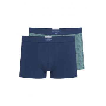 Set boxeri  2 perechi - albastru-verde - bumbac - imprimeu geometric