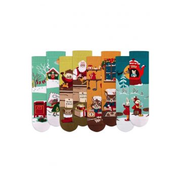 Set cutie 4 perechi sosete  43-46 EU - multicolor - bumbac organic - pufoase