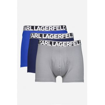 Set de boxeri cu banda logo in talie - 3 perechi - Gri cenusiu/Albastru royal/Bleumarin