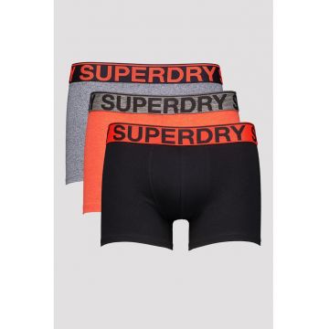 Set de boxeri cu banda logo in talie - 3 perechi - Negru/Gri/Portocaliu mandarina