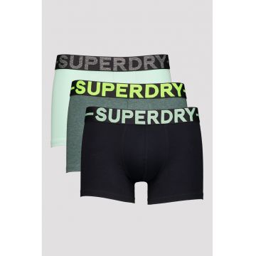 Set de boxeri cu banda logo in talie - 3 perechi - Negru/Verde englez/Verde menta