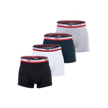 Set de boxeri cu banda logo in talie - 4 perechi - Alb/Negru/Gri/Albastru
