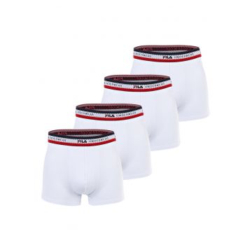 Set de boxeri cu banda logo in talie - 4 perechi - Alb