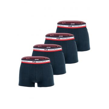 Set de boxeri cu banda logo in talie - 4 perechi - Albastru