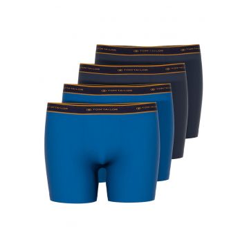 Set de boxeri cu banda logo in talie - 4 perechi - Albastru