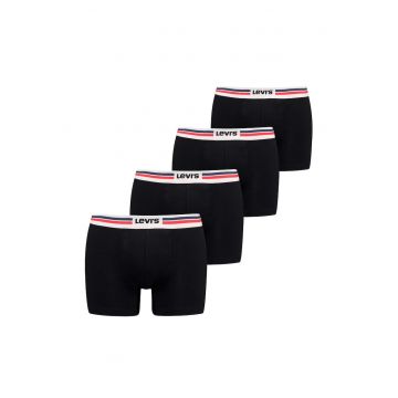 Set de boxeri cu banda logo in talie - 4 perechi - Negru