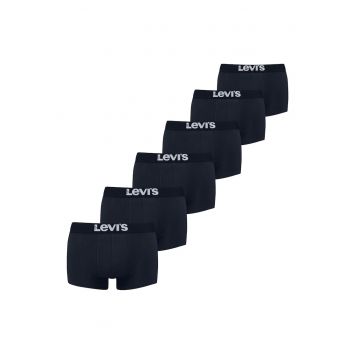 Set de boxeri cu banda logo in talie - 6 perechi - Albastru inchis