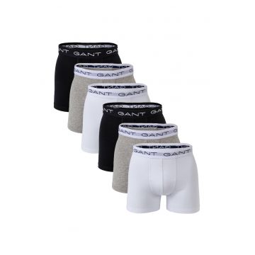 Set de boxeri cu banda logo in talie - 6 perechi - Gri