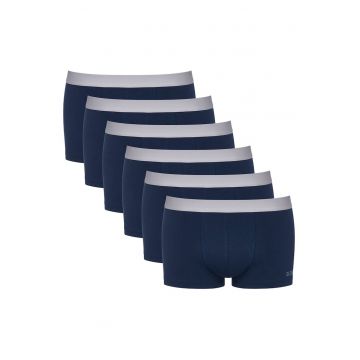 Set de boxeri cu model uni - 6 perechi - Albastru inchis