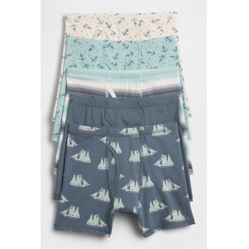 Set de boxeri din amestec de bumbac - 5 perechi - Bej/Gri cenusiu/Gri inchis