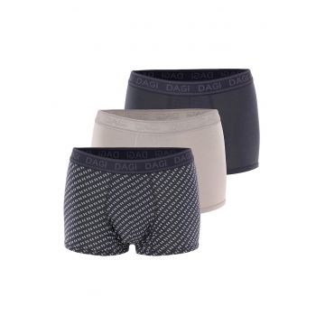 Set de boxeri din amestec de bumbac cu banda logo in talie - 3 perechi - Gri antracit