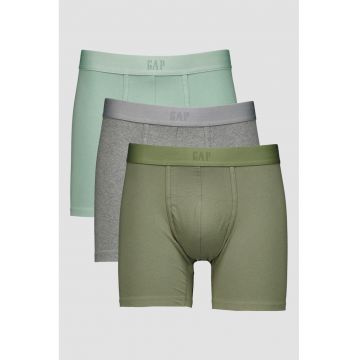 Set de boxeri din amestec de bumbac organic - 3 perechi - Verde/Gri