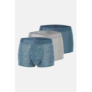 Set de boxeri din amestec de modal - 3 perechi - Gri deschis/Albastru prafuit