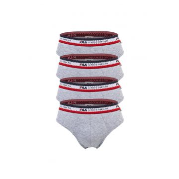 Set de chiloti cu banda logo in talie - 4 perechi - Gri