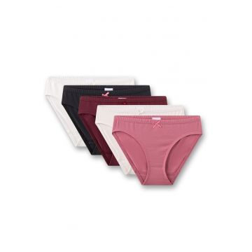 Set de chiloti din amestec de bumbac - 5 perechi - Alb/Roz