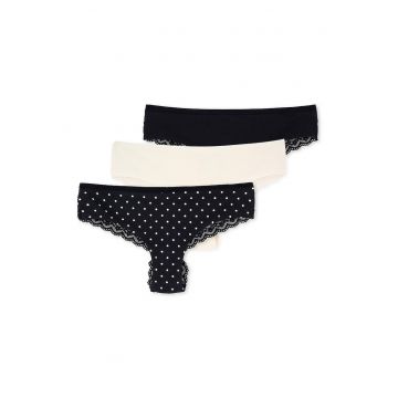 Set de chiloti din amestec de modal si bumbac - 3 perechi - Alb/Negru