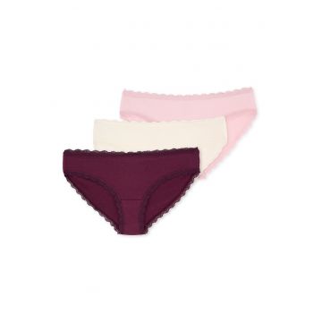 Set de chiloti din amestec de modal si bumbac - 3 perechi - Visiniu/Roz deschis