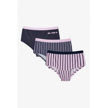 Set de chiloti hipster cu model - 3 perechi - Roz/Deep Purple