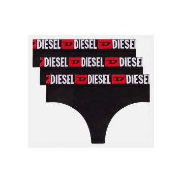 Set de chiloti tanga cu banda elastic cu logo - 3 perechi -