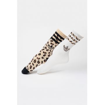 Set de sosete lungi cu animal print - 2 perechi - Maro inchis/Alb optic/Bej deschis
