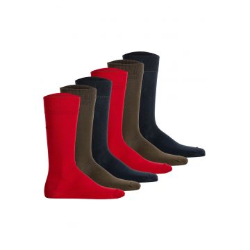 Set de sosete lungi unisex - 6 perechi - Rosu/Verde/Albastru inchis