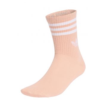 Set de sosete lungi unisex cu detaliu logo - 3 perechi - Alb/Roz somon