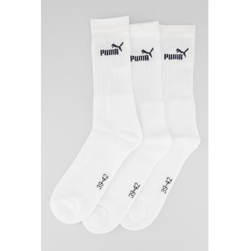 Set de sosete lungi unisex cu logo - 3 perechi - Alb optic