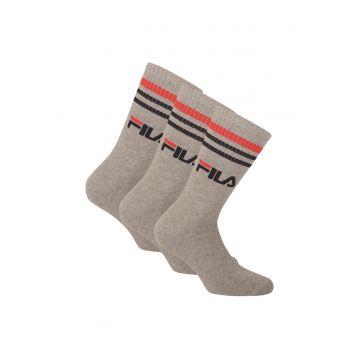 Set de sosete lungi unisex cu logo - 3 perechi - Gri