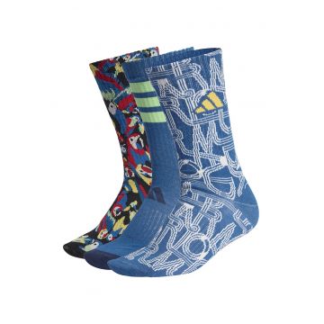 Set de sosete lungi unisex cu model logo Farm - 3 perechi - Rosu vermillion/Albastru deschis