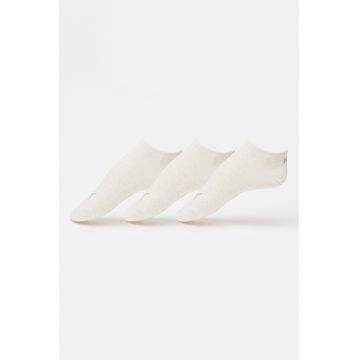 Set de sosete pana la glezna cu model unisex - 3 perechi - Negru stins/Alb murdar