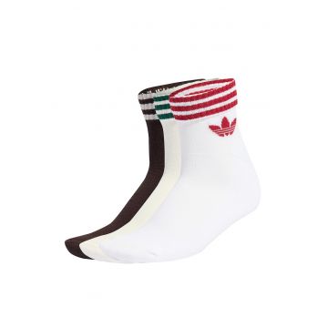 Set de sosete scurte unisex - 3 perechi - Alb/Alb fildes/Maro