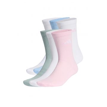 Set de sosete scurte unisex C ESS CRW - 6 perechi - Alb/Roz deschis/Verde sparanghel